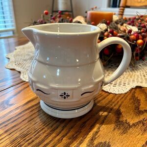 Longaberger Pottery Large Milk Pitcher in woven traditions blue 2 QT